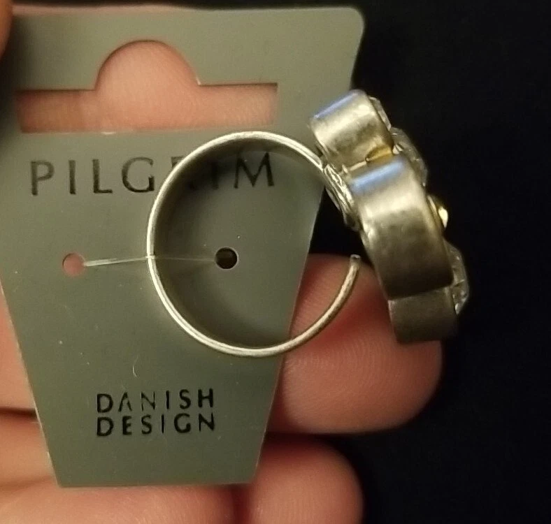 Anillo PILGRIM SKANDERBORG, DINAMARCA Exagerado Funky Phat Negrita Cristal Nuevo en Caja Ajuste Foto 4 de 4