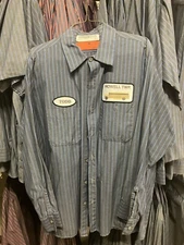 Amazing Red Kap Long-Sleeved Striped Work Shirts With School Bus & Todd Patches