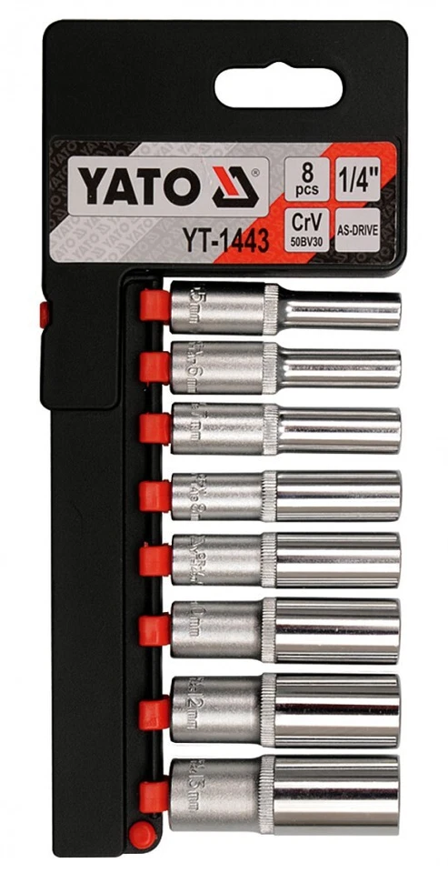 8 Pz. Set Chiavi Set 1/4 Pollici 5,5 - 13mm Adattatore Dadi Esagonali Lungo Tief - Immagine 3 di 4