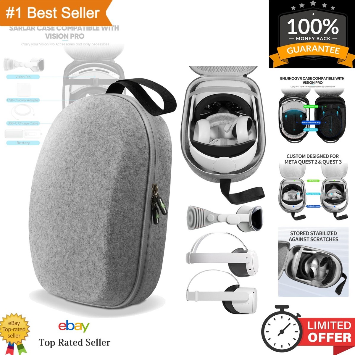 Lightweight Hard Carrying Case for Oculus Quest 2/3 Vision Pro – Travel  Ready!