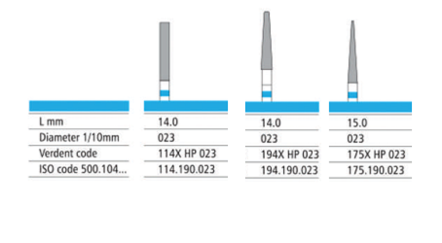 VERDENT Dental Lab Tungsten Carbide Cutter STANDARD CROSSCUT HP SHANK