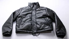 Vigoss Women's Faux-Leather Stand Collar Puffer Jacket CD4 Black Large 