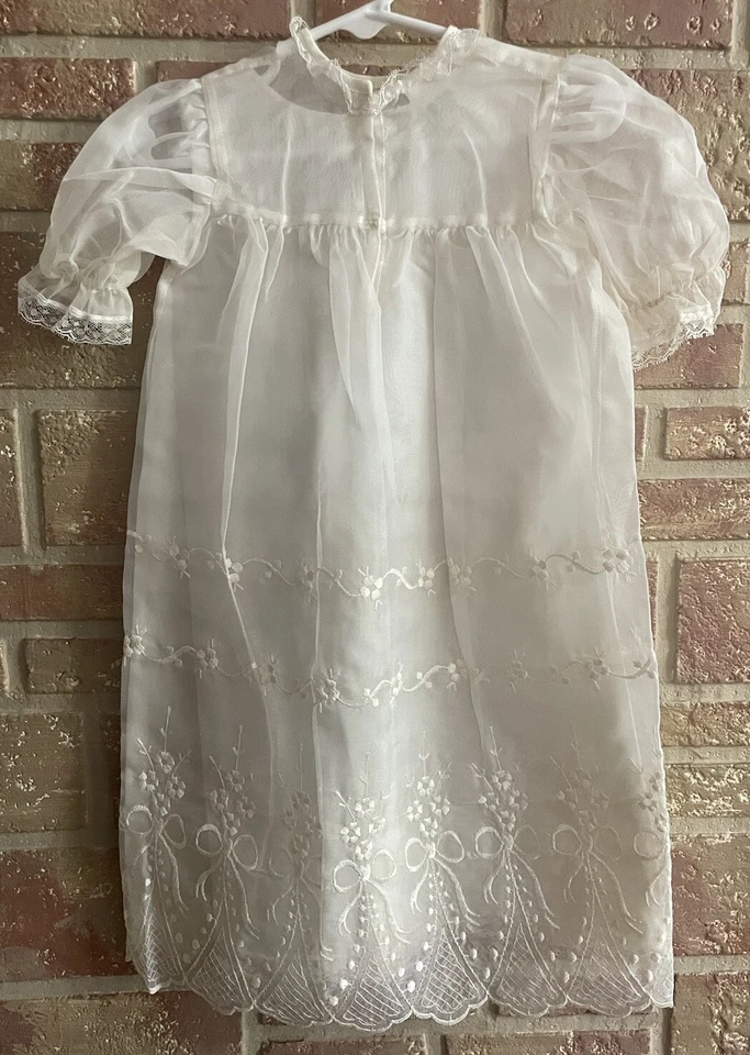 Vestido Bautizo Vintage Madonna Original Bautizo Blanco Encaje con Slip Foto 2 de 4