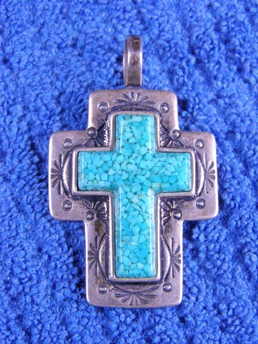 Carolyn Pollack Southwestern Sterling and Turquoise Cross Pendant