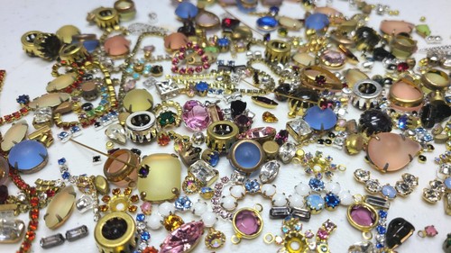 Vtg Mix Shape colors 1/2 Lb 500pc Swarovski Germany Japan Rhinestone N Settings - Picture 6 of 13