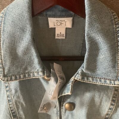 Loft double breasted tailored denim jean jacket