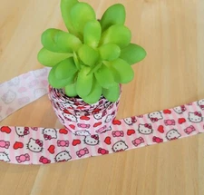 1" (1 YD) Hello Kitty Grosgrain Ribbon Hearts Cat Kitty Hair Bow Craft Ribbon