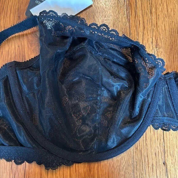 Apt. Sujetador con aros 9 Intimates Luxe de encaje sin forro para mujer talla 42DDD negro NUEVO Foto 2 de 4