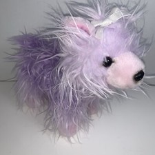 FAO Schwarz Sparklers Purple Yorkie 10" plush stuffed dog w/white bow  collar