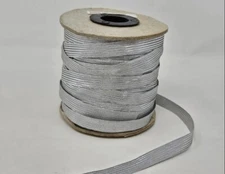 Vintage Bulk Spool Metallic Silver 9mm 3/8" Textured Ribbon Craft Trim 110 YDS