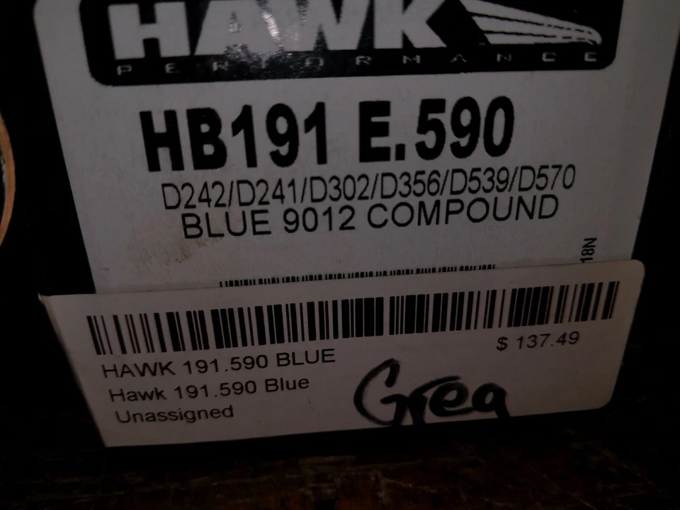 Pastilla de freno Hawk Performance HB191E.590 azul 9012 toyota mr2 tercel corolla celica Foto 2 de 2