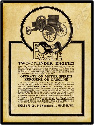 1914 Eagle Gas Engines of Appleton, Wisconsin NEW Metal Sign - Large