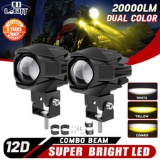 Colight Motorcycle Driving Fog Lights 3 Led Auxiliary Work Spot Pod W Yellow
