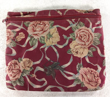 Floral Makeup Bag Pink Roses Make up jewelry bag.