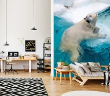 3D Polar Bear Snow ZHUA299 Wallpaper Wall Murals Removable Self-adhesive Ann