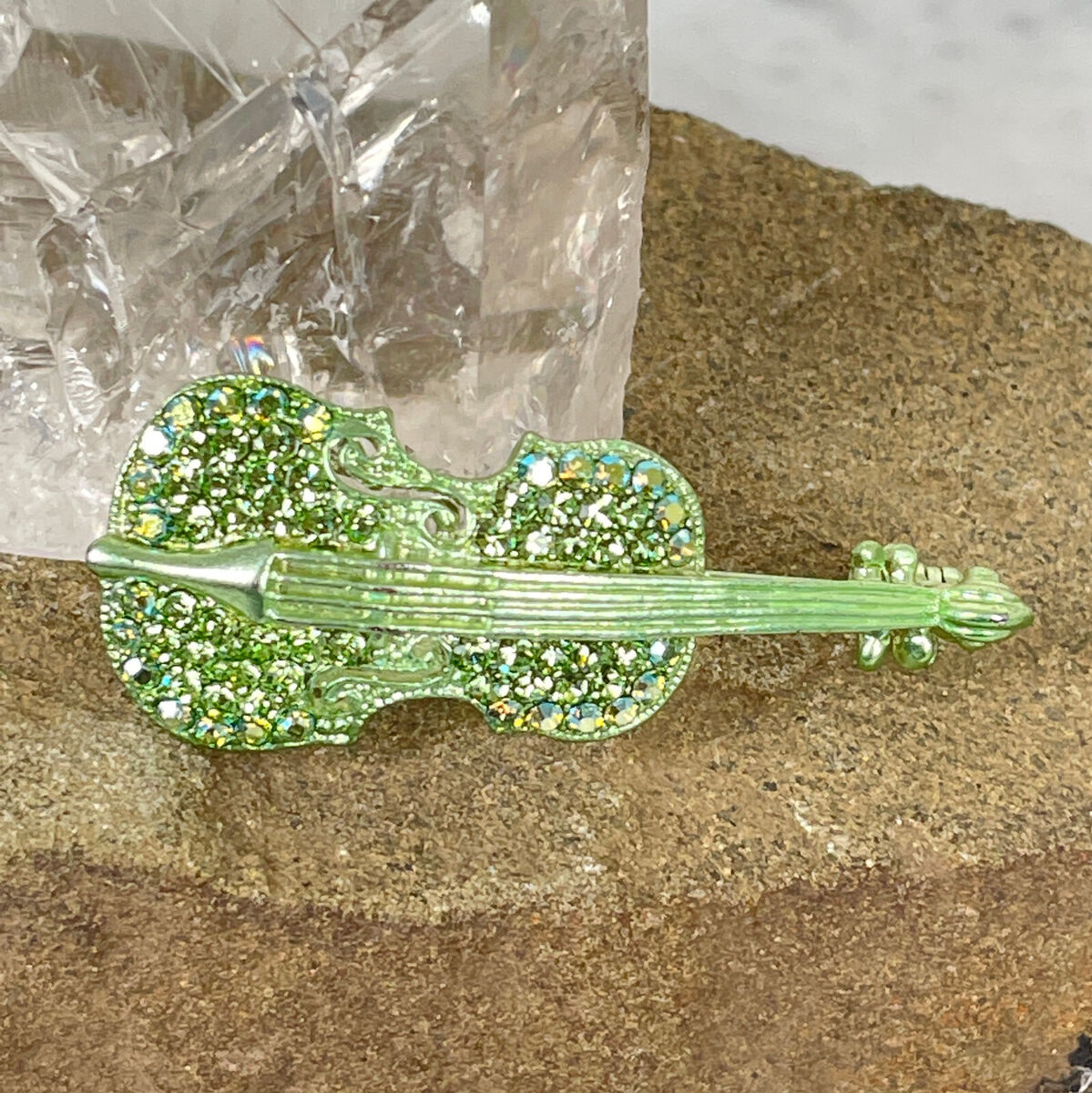 Sparkly RHINESTONE VIOLIN Brooch Vtg Music Instrument Gift Sparkly RHINESTONE VIOLIN Brooch Vtg Music Instrument Gift