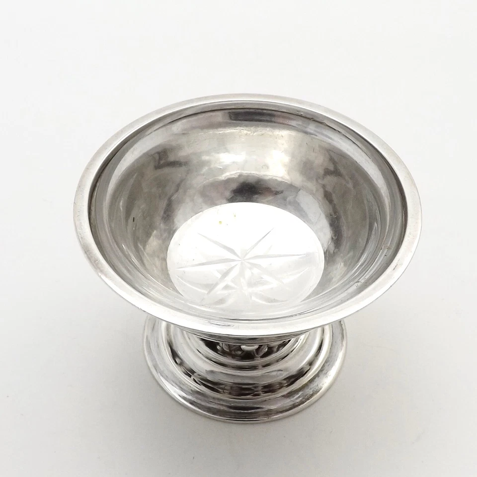 Pequeño salero inspirado en Georg Jensen Louvre original cuenco de vidrio n.º180 antiguo Foto 3 de 4