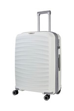 Rock Luggage Hard Shell Classic White Suitcase Set 8 Wheel Trolley Cabin Bags