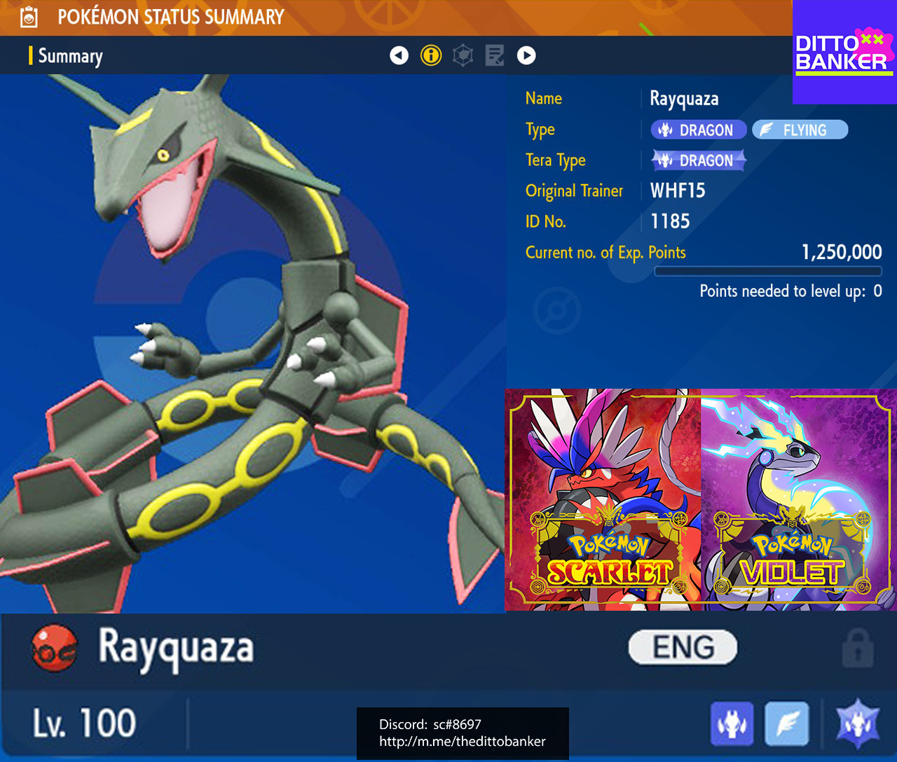 Shiny Rayquaza 6IV Pokemon X/Y OR/AS S/M Us/um Sword/shield 