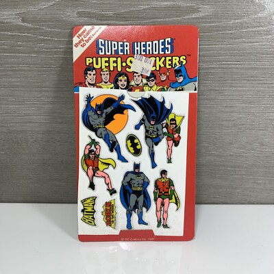 1981 Super Heroes 3-D Stickers Batman & Robin Puffi Stickers Puffy Rare HTF