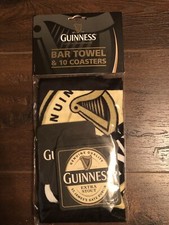 Guinness Bar Towel & 10 Coasters Brand New, U...