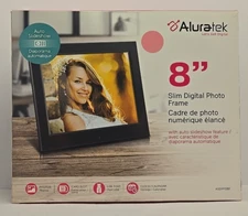 Aluratek 8" Slim Digital Photo Frame with Auto Slideshow Feature