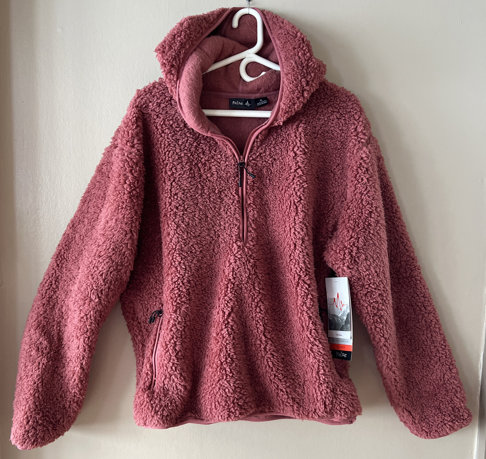 Rose Pink Fleece Pullover Hoodie 