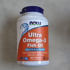 NOW Ultra Omega-3 Huile de Poisson / Fish Oil 180 gélules 500 EPA 250 DHA