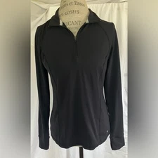 Xersion Activewear Womens Sweat Wicking Half Zip Pullover in Black Sz S