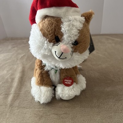 Cuddle Barn Christmas Tangled Tabby 10'' Cat Musical Animated Plush Rockin Around