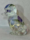 Fenton Glass Handpainted Opalescent Duck With Purple Flowers ~ Signed
