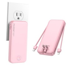 Portable Charger PD20W Fast Charging Power Bank with Built-in 10000mAh Pink