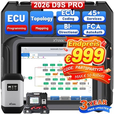 2026 XTOOL D9S PRO Kfz OBD2 Diagnoseg ECU-Programmierung Schlüsselprogrammierung