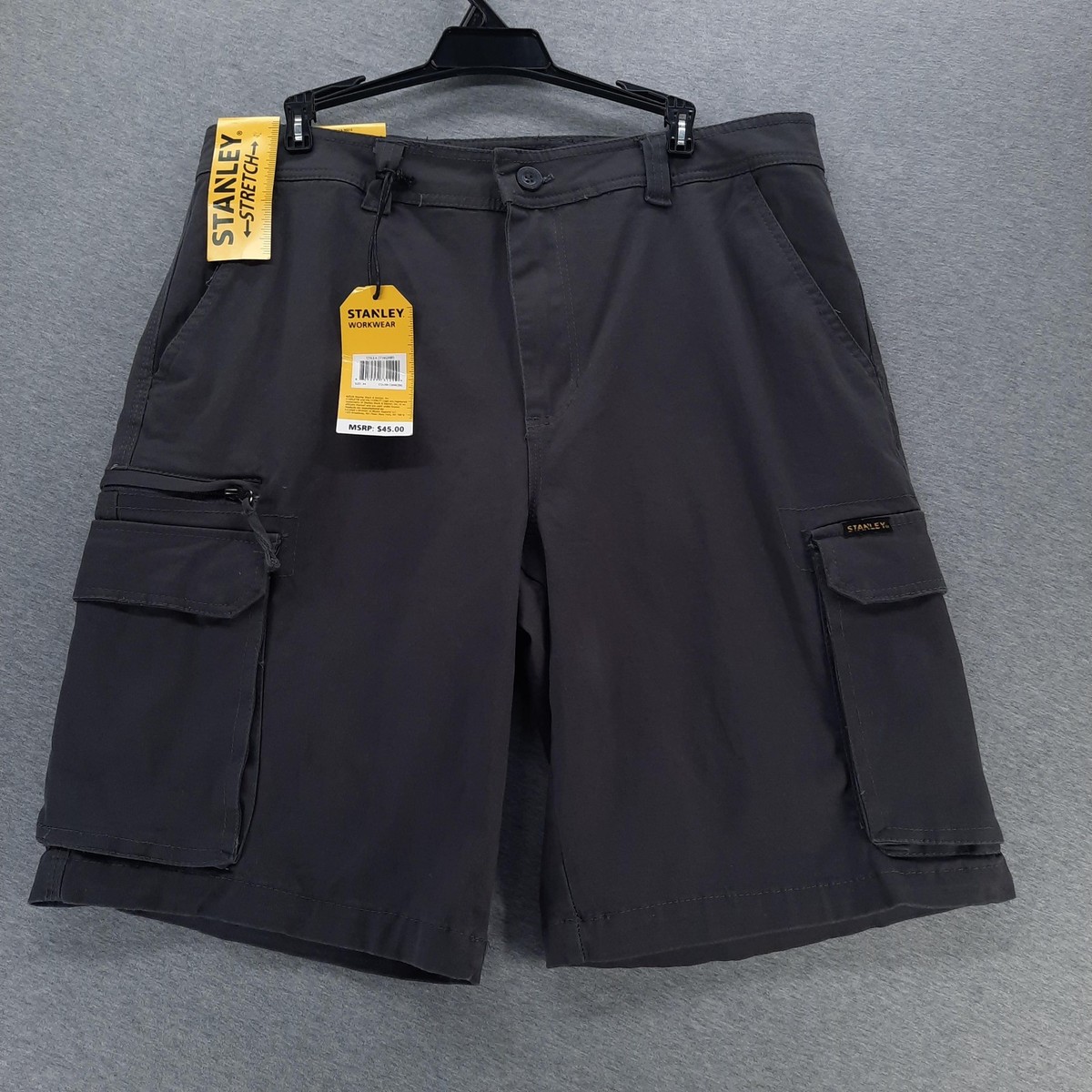 Stanley Workwear Shorts Mens 34 Charcoal Stretch Cargo Utility