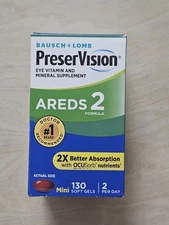 🌞 Bausch + Lomb PreserVision AREDS 2 Formula 130 softgels, NEW, EXP 05/2027