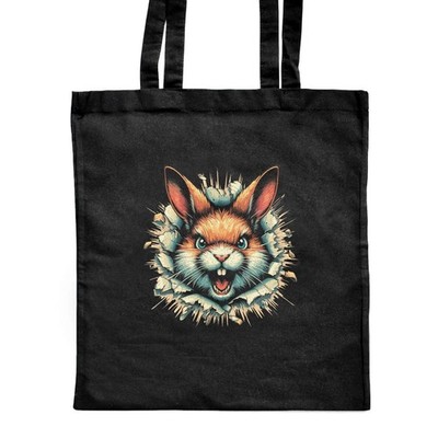 'Angry Rabbit Breakout' klassische schwarze Einkaufstasche Shopper Tasche (ZB00029837)