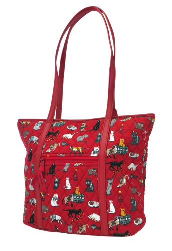 Neu Neu mit Etikett Vera Bradley Urlaub Katzen Kätzchen Weihnachten kleine getrimmte Beuteltasche Handtasche ROT - Bild 8 von 16