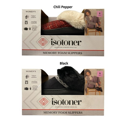 #ad Isotoner Ladies Memory Foam Comfort Hoodback Slippers $16.99