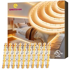 EMITEVER COB LED Strip Lights Warm White, 24V 2700K Tape Light Premium High D...