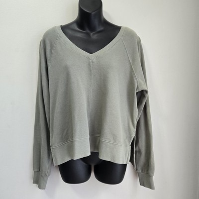 Z SUPPLY Open Back Sweatshirt Womens XS Olive Green Workout Gym Activewear NWT