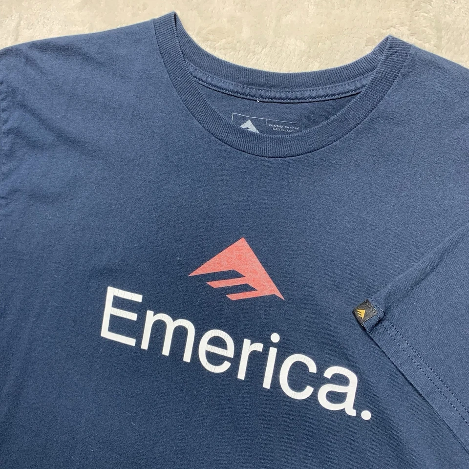 Camiseta Emerica Skateboard Logo Para Hombre Grande Azul Marino Oscuro Y2K Skate Surf Foto 2 de 4