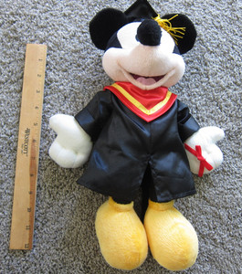 Vtg Disney Mickey Mouse Graduation Plush Cap Gown Stuffed 12"-14"Grad Night