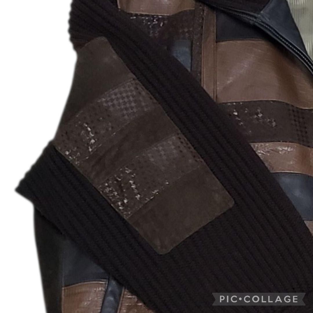 Balmain Leather & Wool Patchwork Jacket with Elbo… - image 6