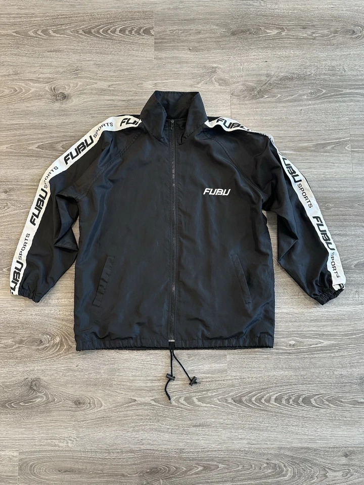 Chaqueta cortavientos vintage Y2K FUBU cremallera para hombre grande años 2000’s Foto 2 de 4