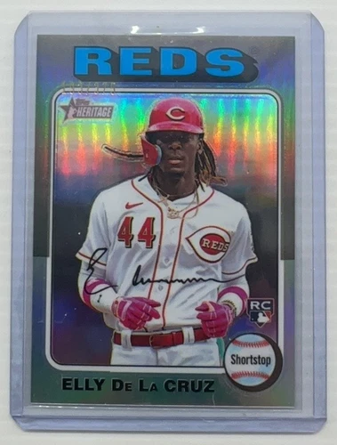 2024 Topps Heritage Elly De La Cruz Silver Refractor Chrome RC #193/375 Reds