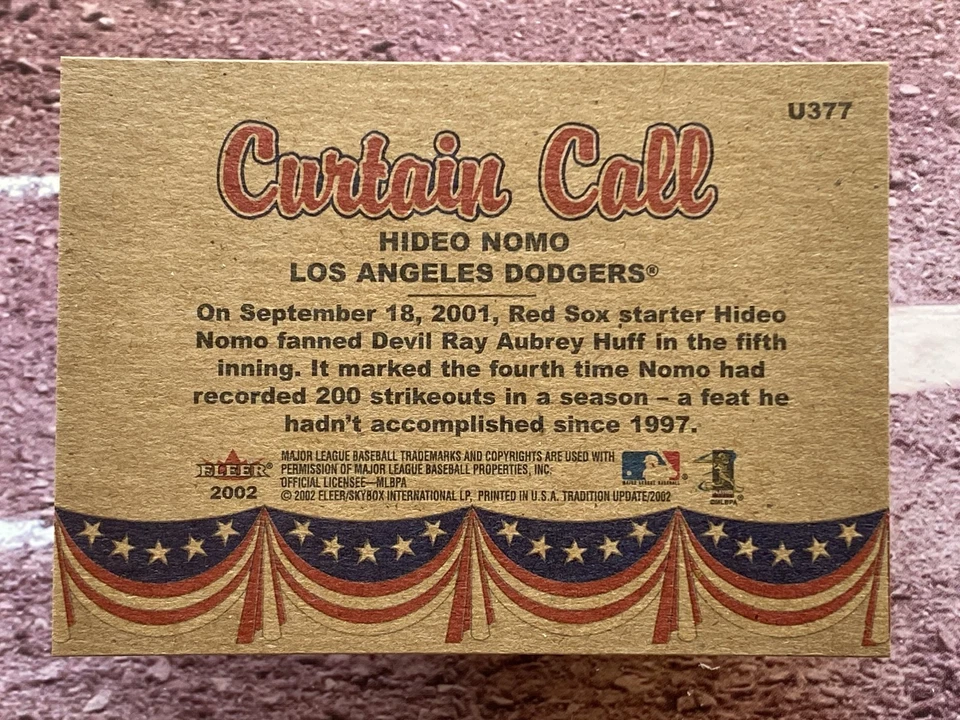 2002 Fleer Tradition Update Hideo Nomo #U377 Los Angeles Dodgers - Image 2 of 2