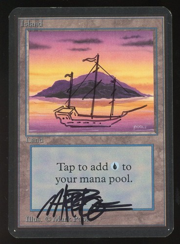 "Pirate Ship" Alpha Island {SUNSET} Alter by Mark Poole ~ MTG/Magic