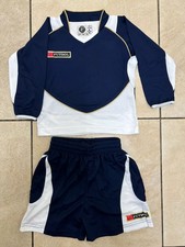 31 Kids Football Kits Shirt Shorts Long Sleeve 5-12 Year Navy/White Bulk Job Lot