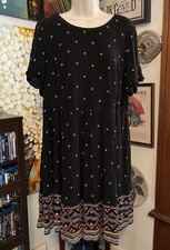 French Bazaar Women’s Plus Size 1 Dress Short Sleeve, Knee Length Layered, Boho