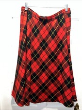 Saks fifth Avenue Vintage red diagonal plaid wool blend S kirt FULL a line 6